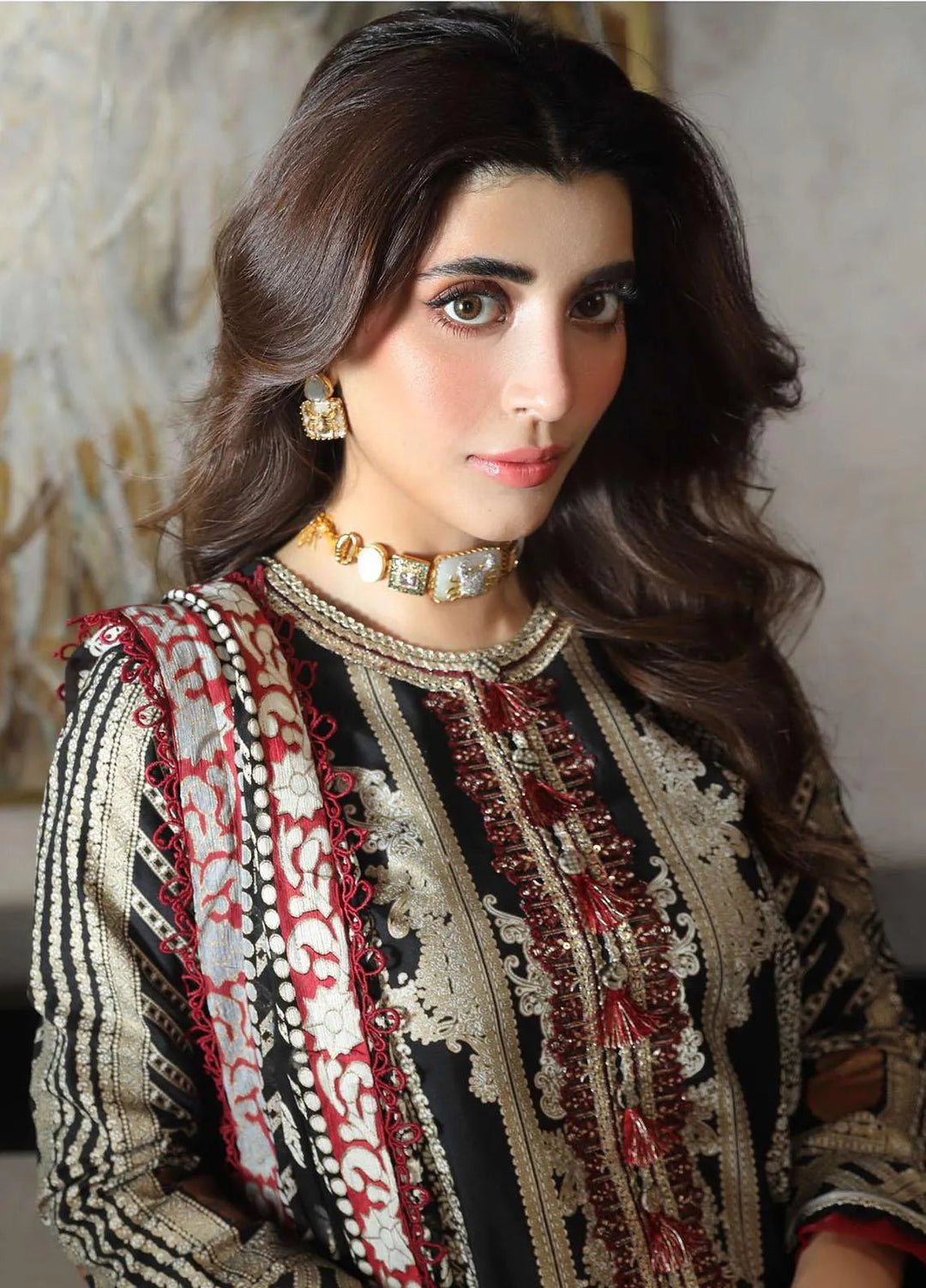 Aira By Asim Jofa Embroidered Cotton Silk Unstitched Suit 3 Piece AJ23A AJAI-03 - Eid Collection