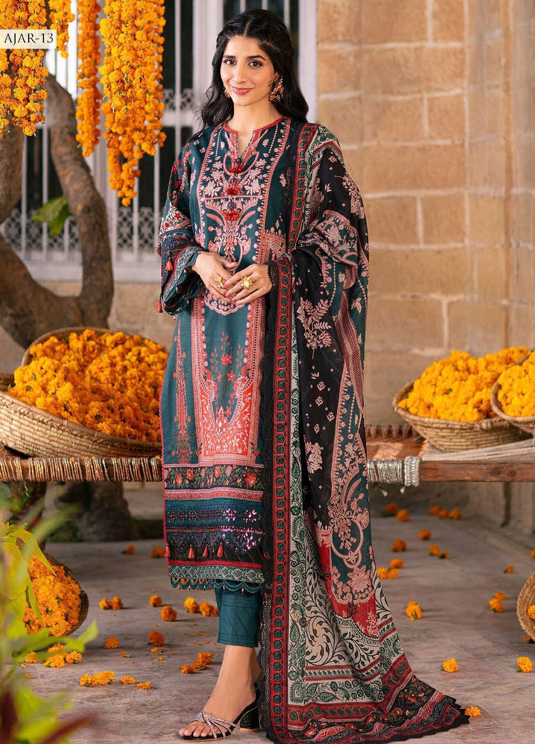 Aira by Asim Jofa Embroidered Dobby Suits Unstitched 3 Piece AJ24AS AJAR-13 - Summer Collection