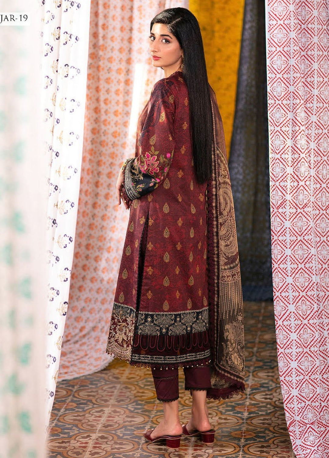 Aira by Asim Jofa Embroidered Lawn Suits Unstitched 3 Piece AJ24AS AJAR-19 - Summer Collection