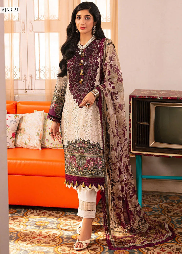 Aira by Asim Jofa Embroidered Lawn Suits Unstitched 3 Piece AJ24AS AJAR-21 - Summer Collection