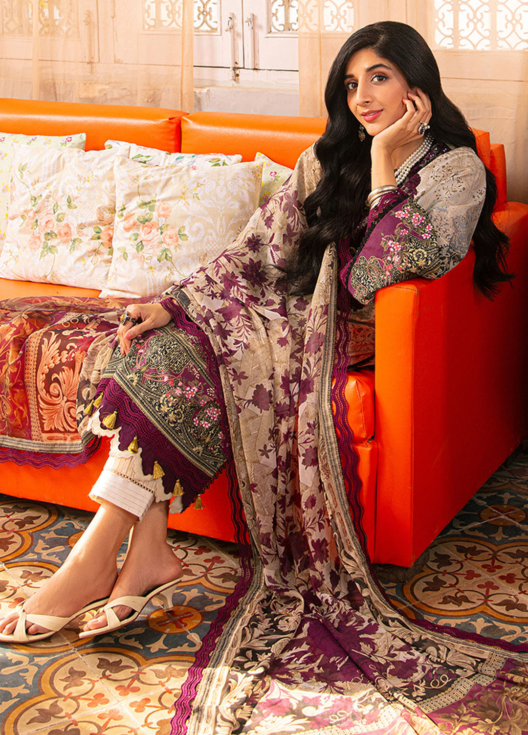 Aira by Asim Jofa Embroidered Lawn Suits Unstitched 3 Piece AJ24AS AJAR-21 - Summer Collection