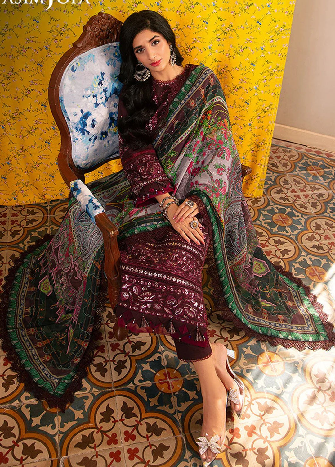 Aira by Asim Jofa Embroidered Lawn Suits Unstitched 3 Piece AJ24AS AJAR-34 - Summer Collection