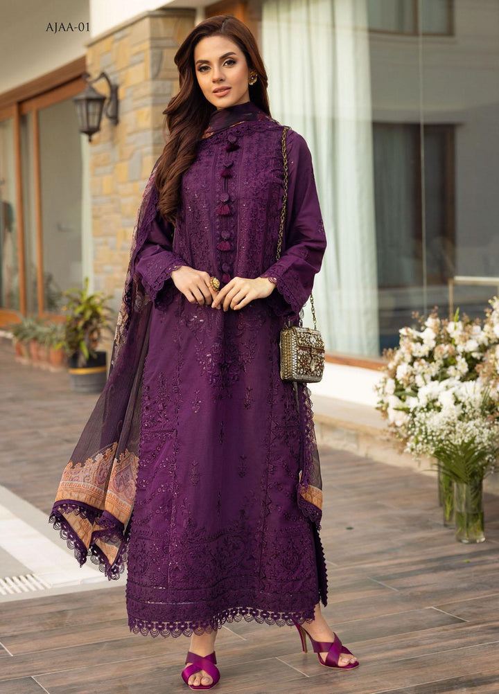 Aira by Asim Jofa Embroidered Lawn Suits Unstitched 3 Piece AJ22AR AJAA-01 - Summer Festive Collection