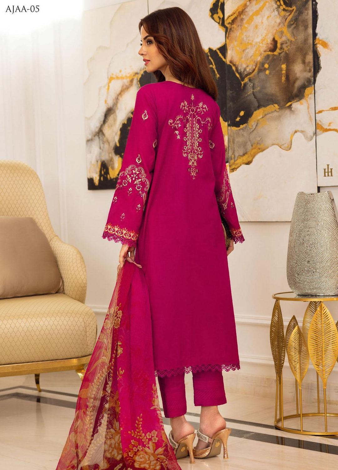 Aira by Asim Jofa Embroidered Lawn Suits Unstitched 3 Piece AJ22AR AJAA-05 - Summer Festive Collection