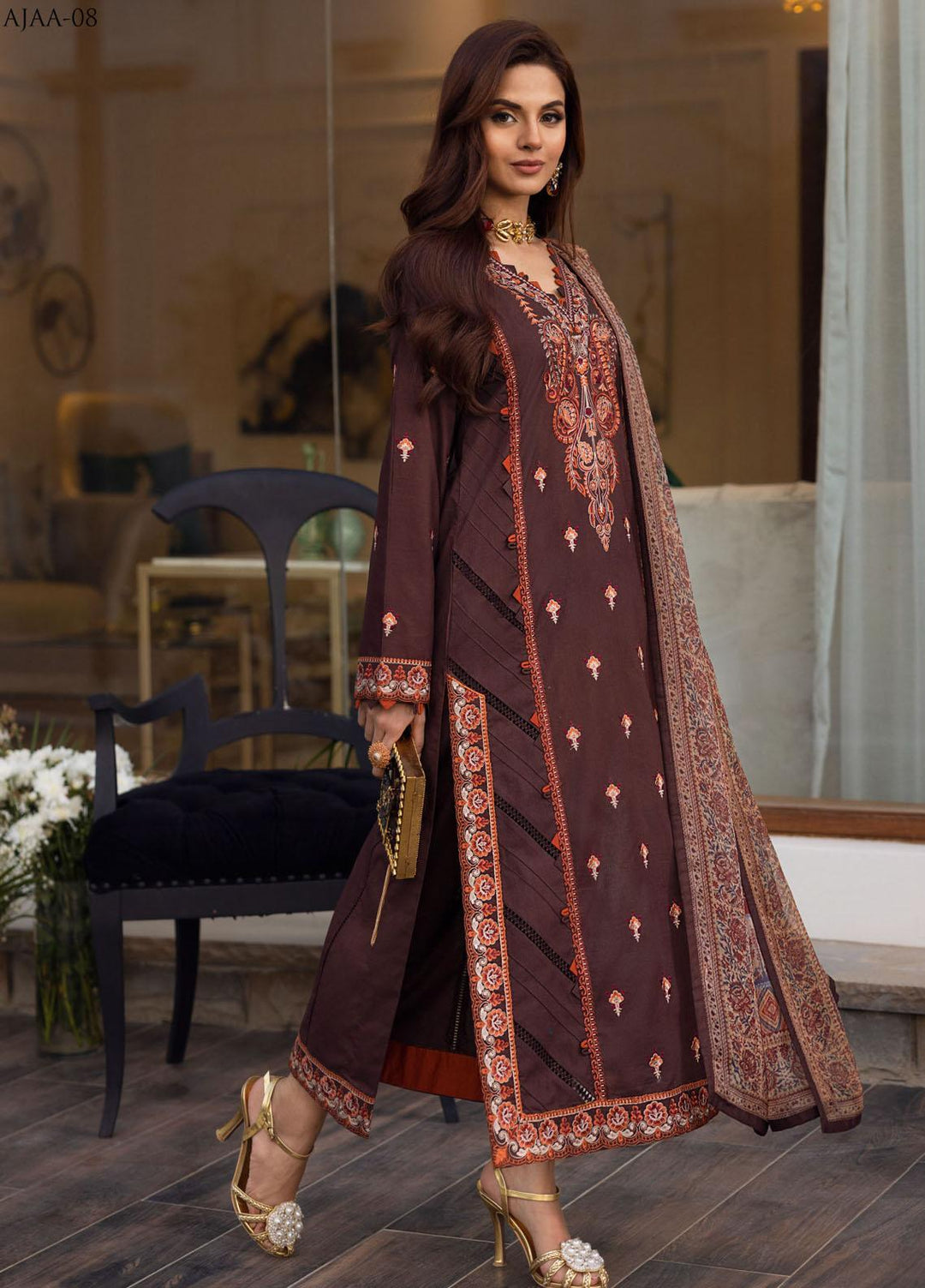 Aira by Asim Jofa Embroidered Lawn Suits Unstitched 3 Piece AJ22AR AJAA-08 - Summer Festive Collection