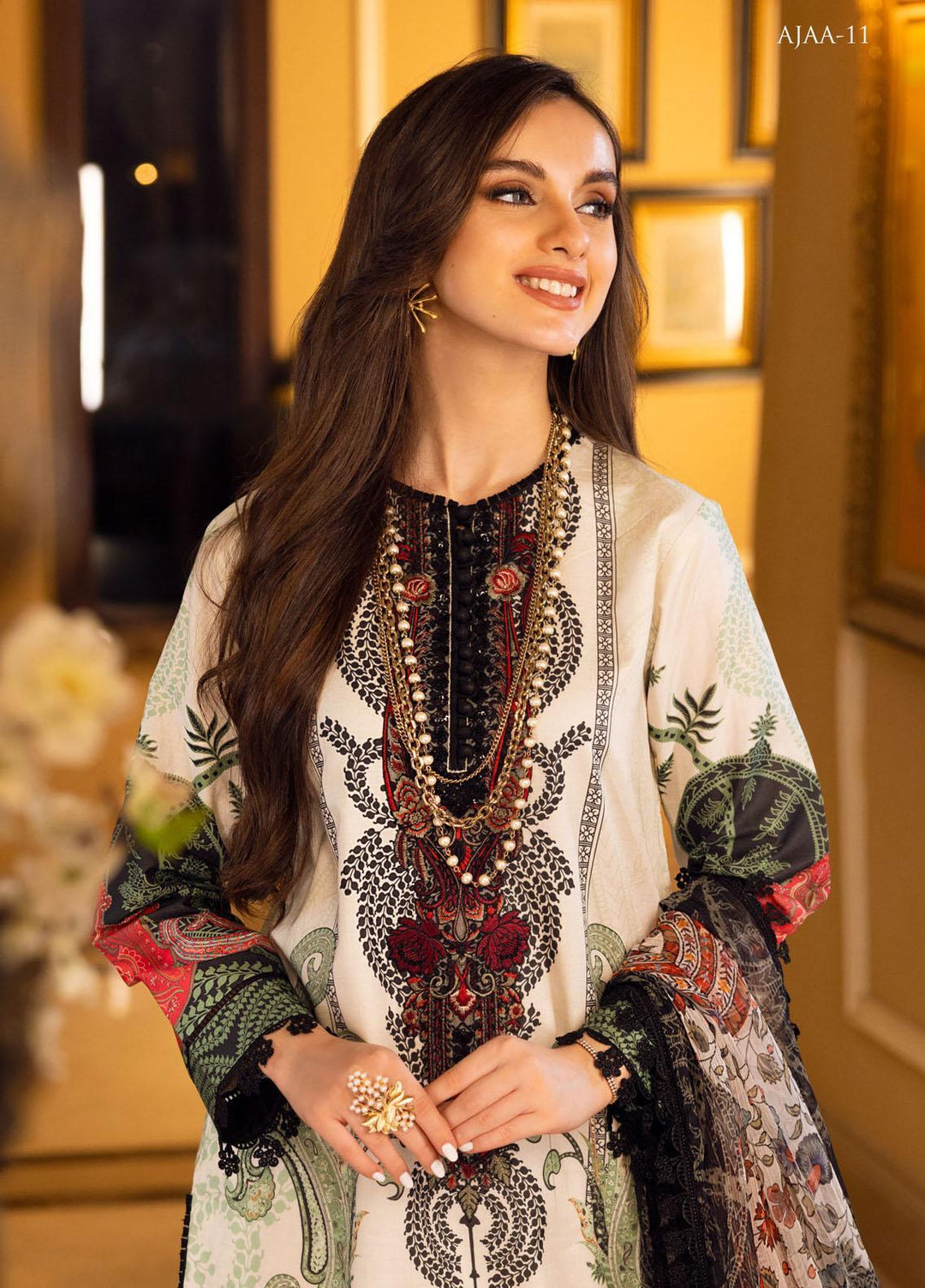 Aira by Asim Jofa Embroidered Lawn Suits Unstitched 3 Piece AJ22AR AJAA-11 - Summer Festive Collection