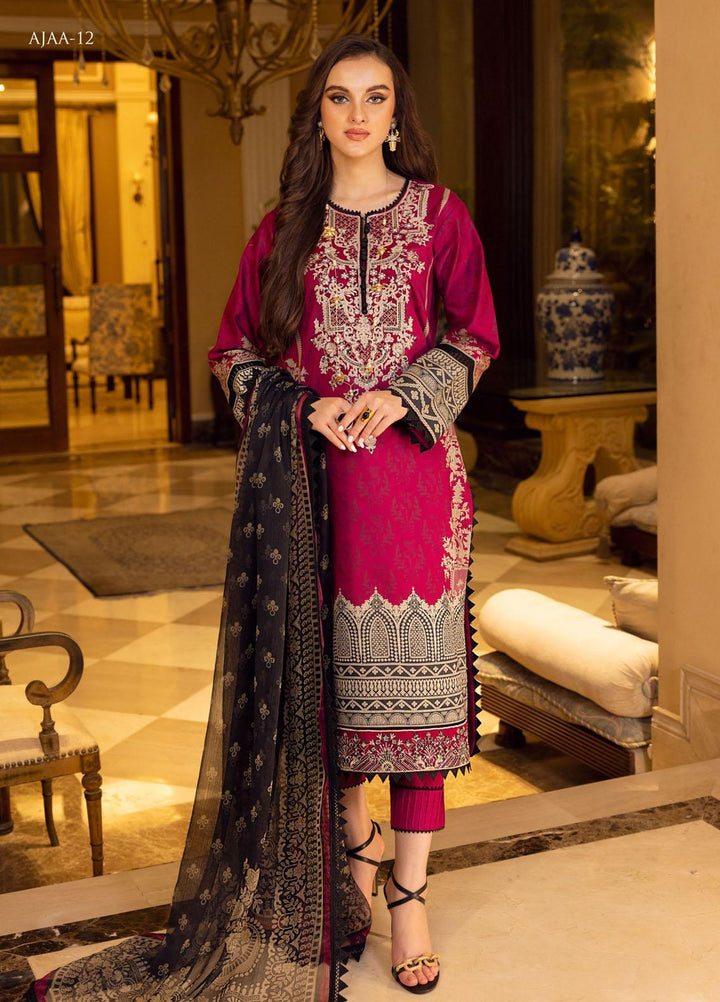 Aira by Asim Jofa Embroidered Lawn Suits Unstitched 3 Piece AJ22AR AJAA-12 - Summer Festive Collection