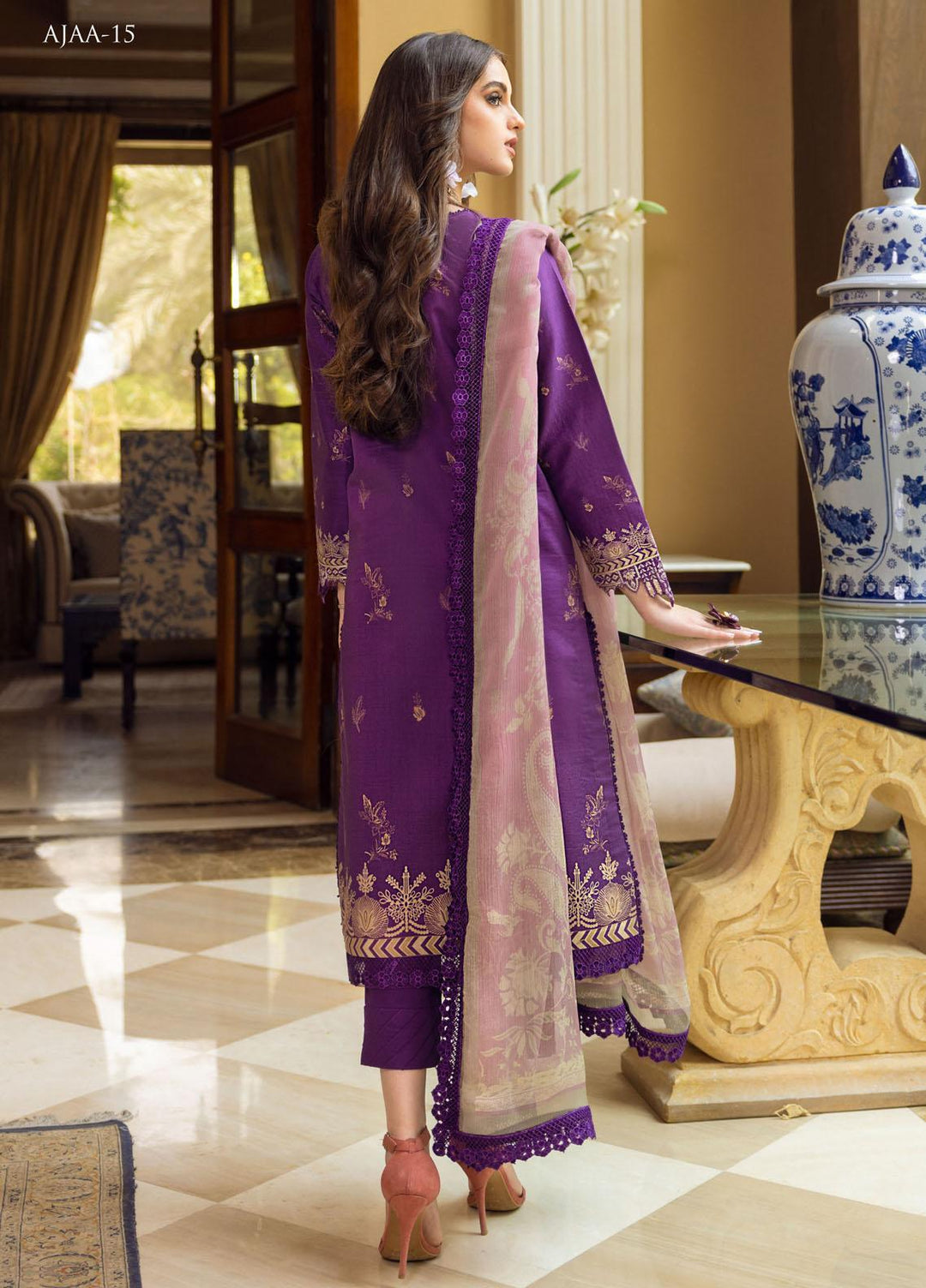 Aira by Asim Jofa Embroidered Lawn Suits Unstitched 3 Piece AJ22AR AJAA-15 - Summer Festive Collection