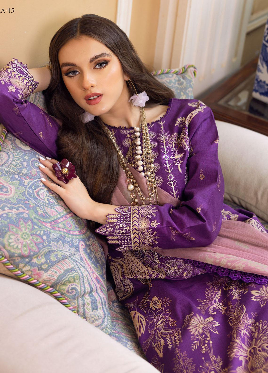 Aira by Asim Jofa Embroidered Lawn Suits Unstitched 3 Piece AJ22AR AJAA-15 - Summer Festive Collection