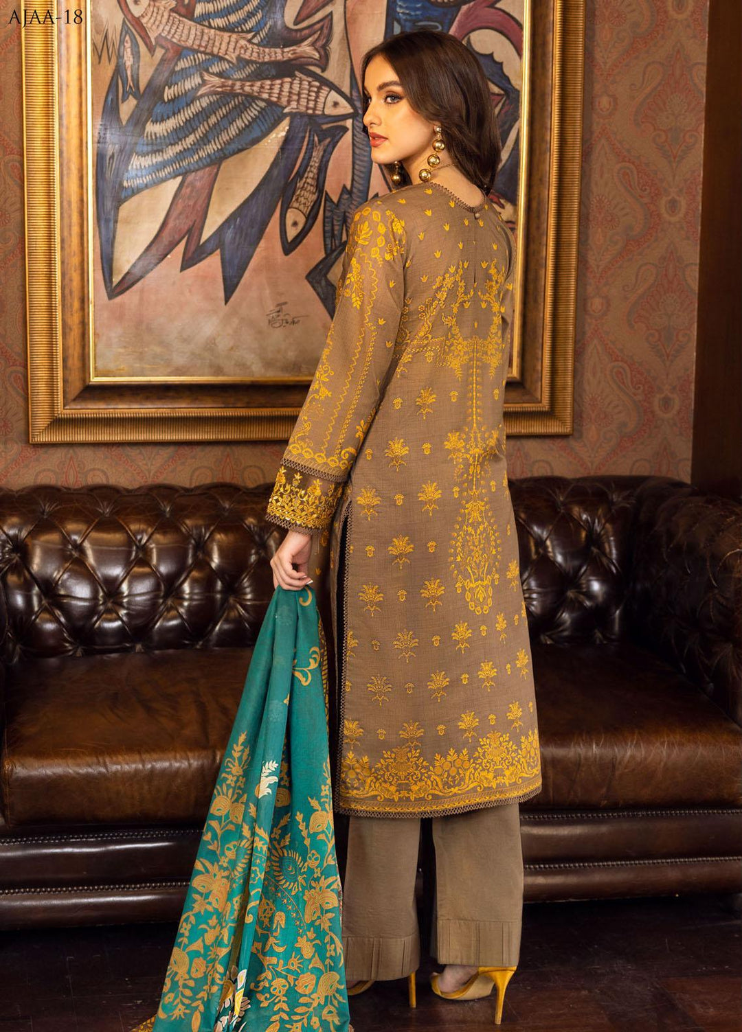 Aira by Asim Jofa Embroidered Lawn Suits Unstitched 3 Piece AJ22AR AJAA-18 - Summer Festive Collection
