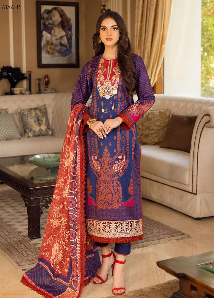 Aira by Asim Jofa Embroidered Lawn Suits Unstitched 3 Piece AJ22AR AJAA-19 - Summer Festive Collection