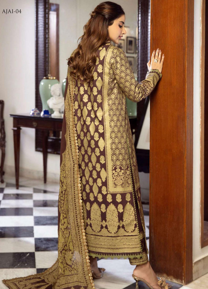 Aira By Asim Jofa Embroidered Cotton Silk Suits Unstitched 3 Piece AJ23A AJAI-04 - Eid Collection