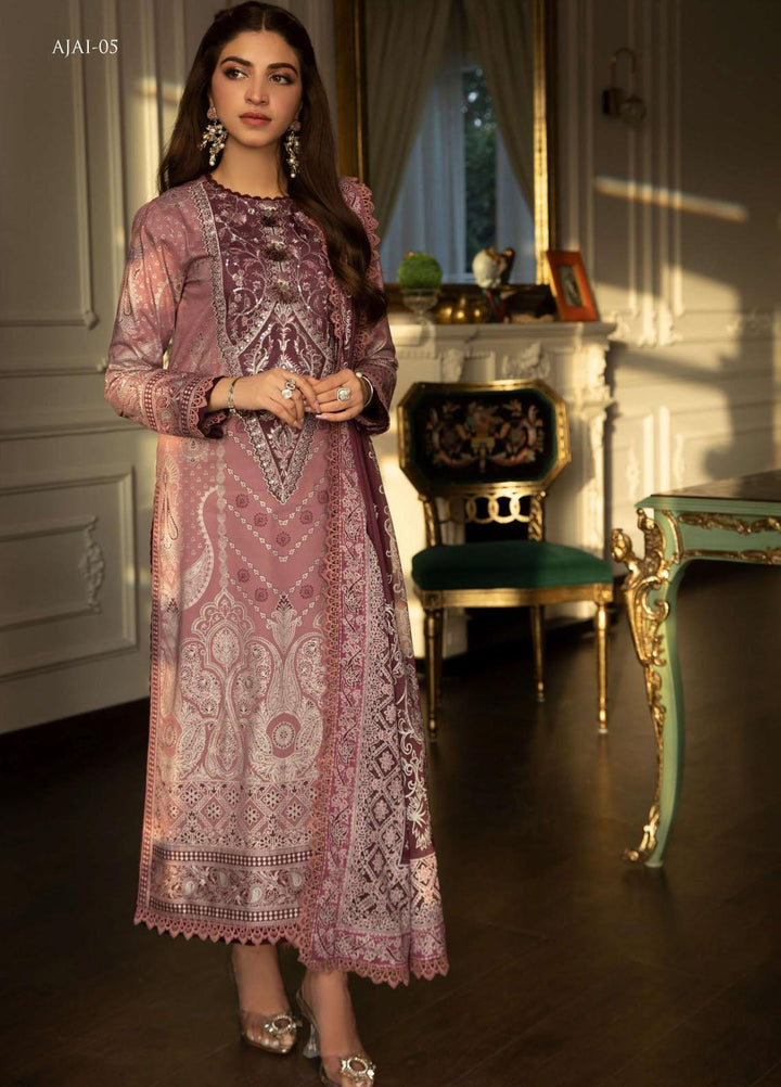 Aira By Asim Jofa Embroidered Cambric Suits Unstitched 3 Piece AJ23A AJAI-05 - Eid Collection