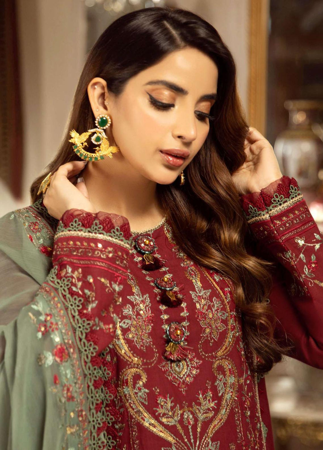 Aira By Asim Jofa Embroidered Cambric Suits Unstitched 3 Piece AJ23A AJAI-06 - Eid Collection