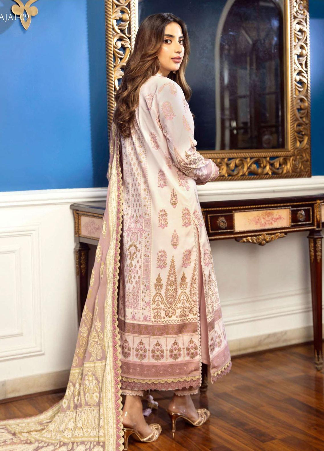 Aira By Asim Jofa Embroidered Cambric Suits Unstitched 2 Piece AJ23A AJAI-09 - Eid Collection