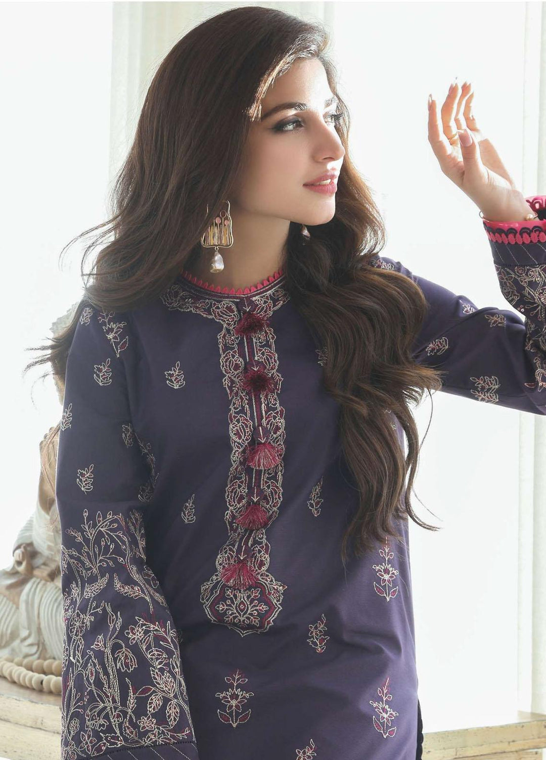 Aira By Asim Jofa Embroidered Lawn Suits Unstitched 2 Piece AJ23A AJAI-19 - Eid Collection