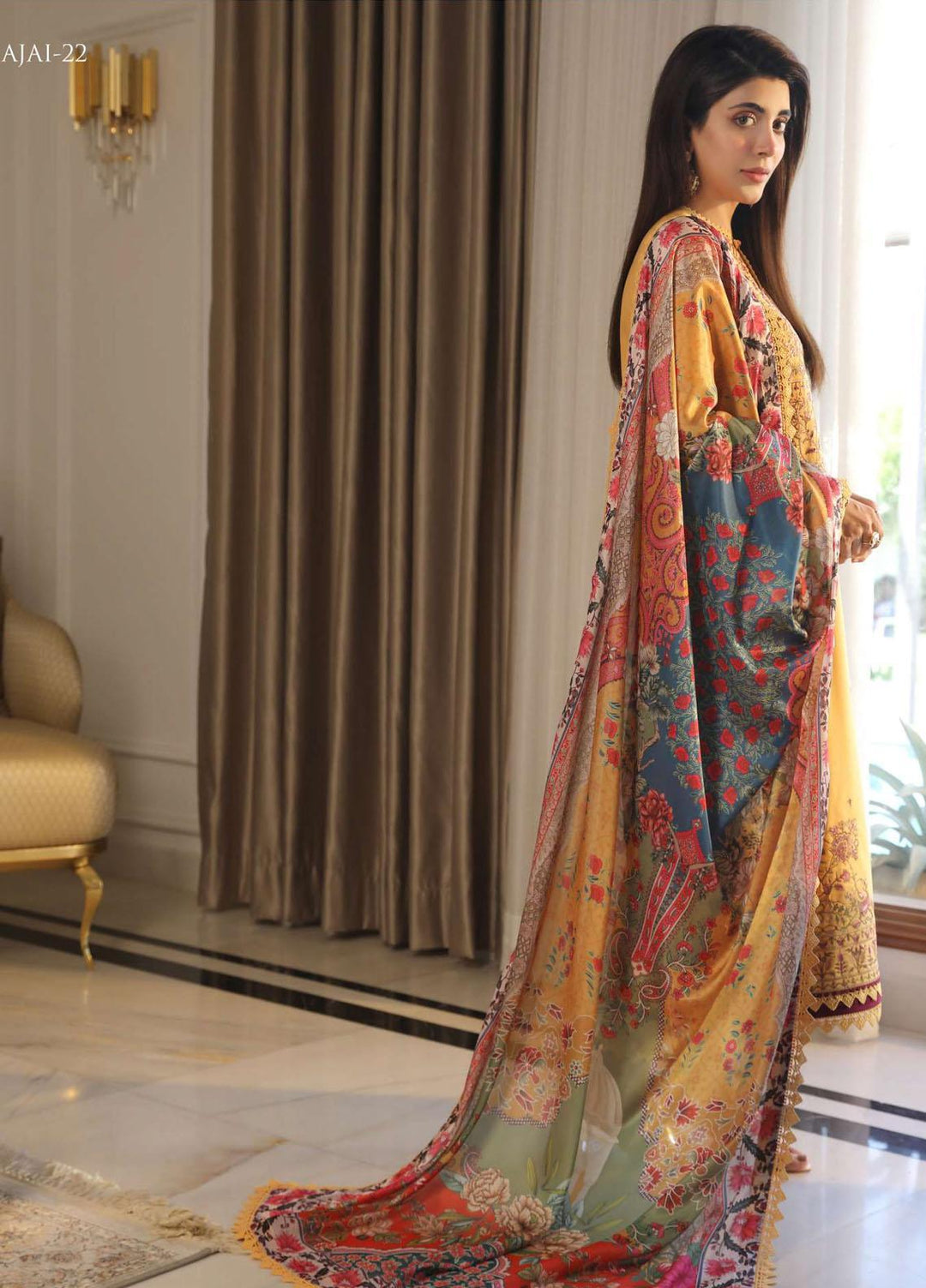 Aira By Asim Jofa Embroidered Cambric Suits Unstitched 3 Piece AJ23A AJAI-22 - Eid Collection