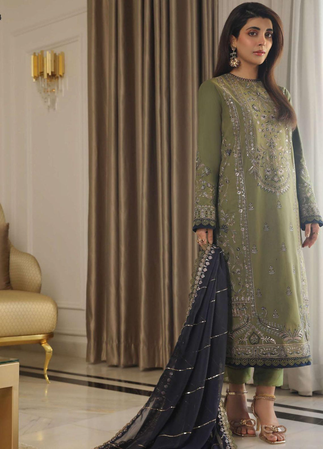 Aira By Asim Jofa Embroidered Cambric Suits Unstitched 3 Piece AJ23A AJAI-24 - Eid Collection