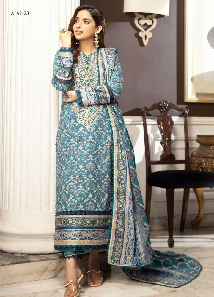 Aira By Asim Jofa Embroidered Cambric Suits Unstitched 3 Piece AJ23A AJAI-28 - Eid Collection
