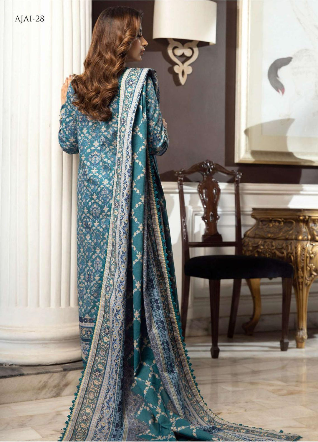 Aira By Asim Jofa Embroidered Cambric Suits Unstitched 3 Piece AJ23A AJAI-28 - Eid Collection