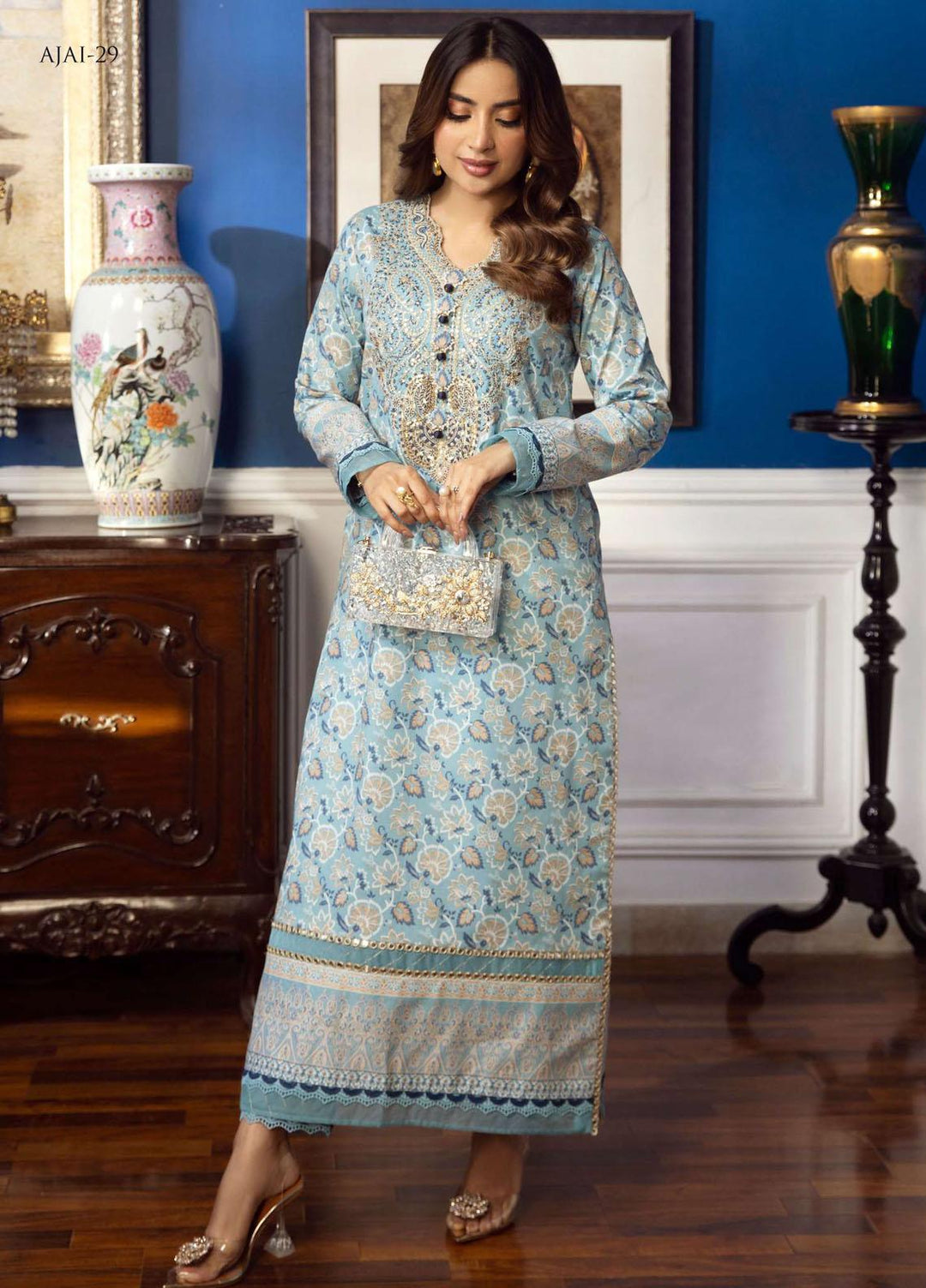 Aira By Asim Jofa Embroidered Cambric Suits Unstitched 2 Piece AJ23A AJAI-29 - Eid Collection