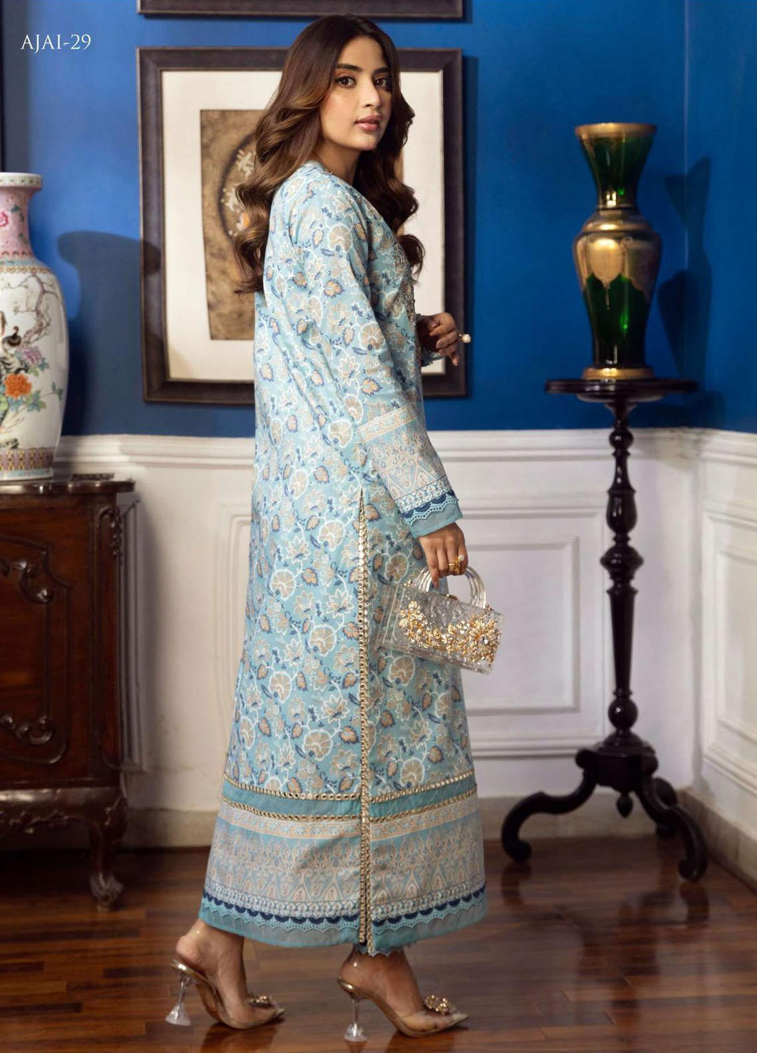 Aira By Asim Jofa Embroidered Cambric Suits Unstitched 2 Piece AJ23A AJAI-29 - Eid Collection