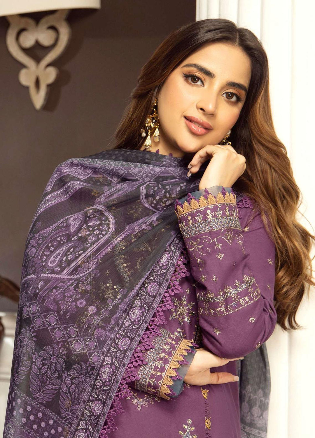 Aira By Asim Jofa Embroidered Cambric Suits Unstitched 3 Piece AJ23A AJAI-33 - Eid Collection