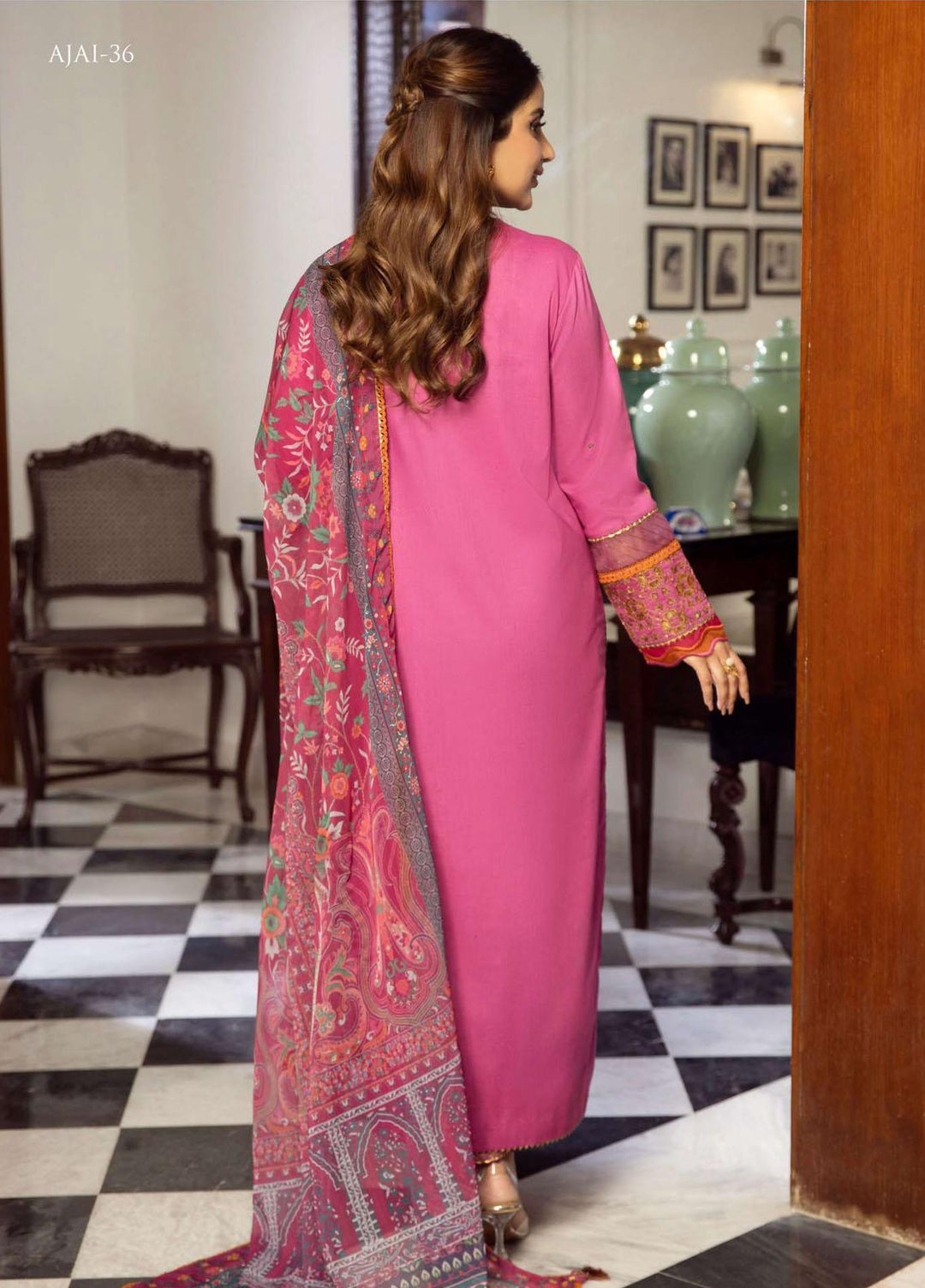 Aira By Asim Jofa Embroidered Cambric Suits Unstitched 3 Piece AJ23A AJAI-36 - Eid Collection