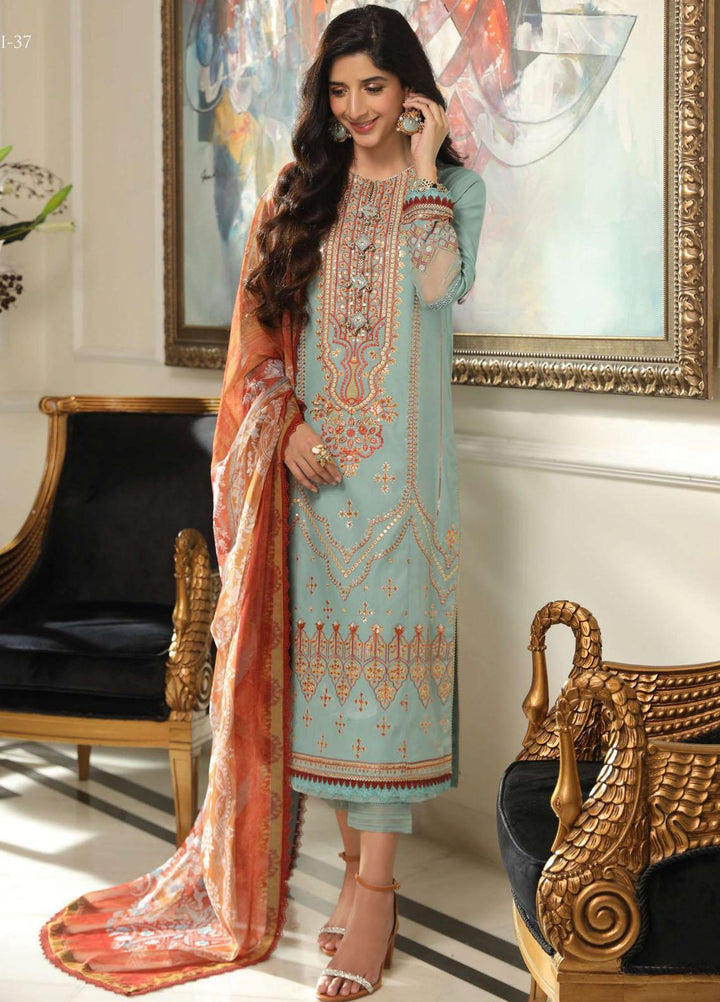 Aira By Asim Jofa Embroidered Cambric Suits Unstitched 3 Piece AJ23A AJAI-37 - Eid Collection