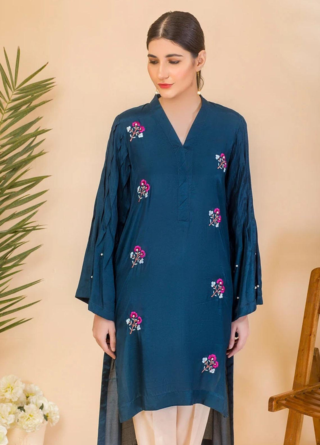 Aisha Fatema Casual Pret  Cotton Silk 2 Piece Suit AF21C 2003 Oxford Blue