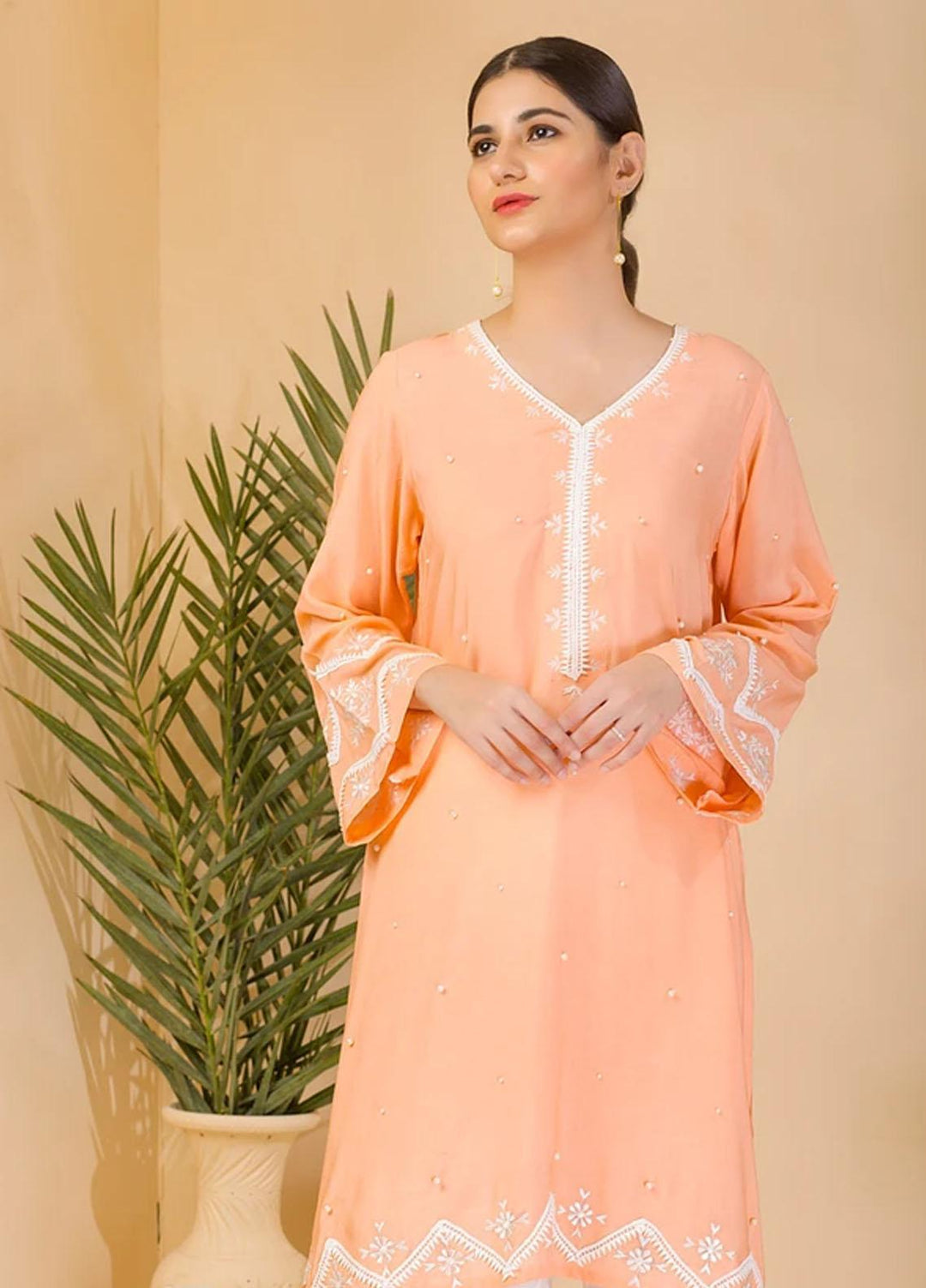 Aisha Fatema Casual Pret  Linen 2 Piece Suit AF21C 2007 Coral Blush