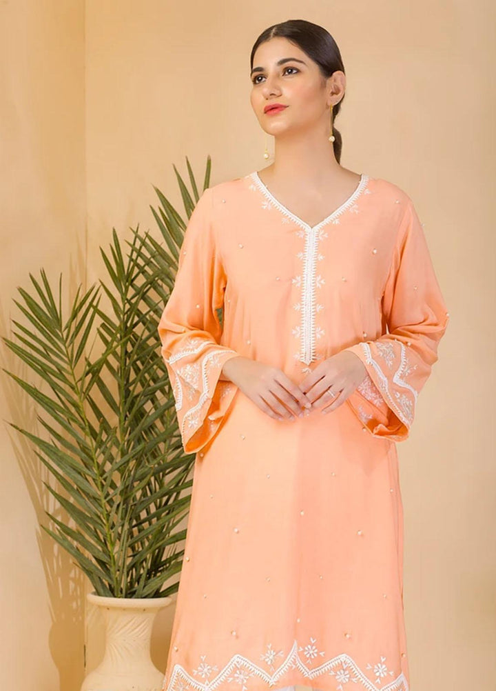 Aisha Fatema Casual Pret  Linen 2 Piece Suit AF21C 2007 Coral Blush