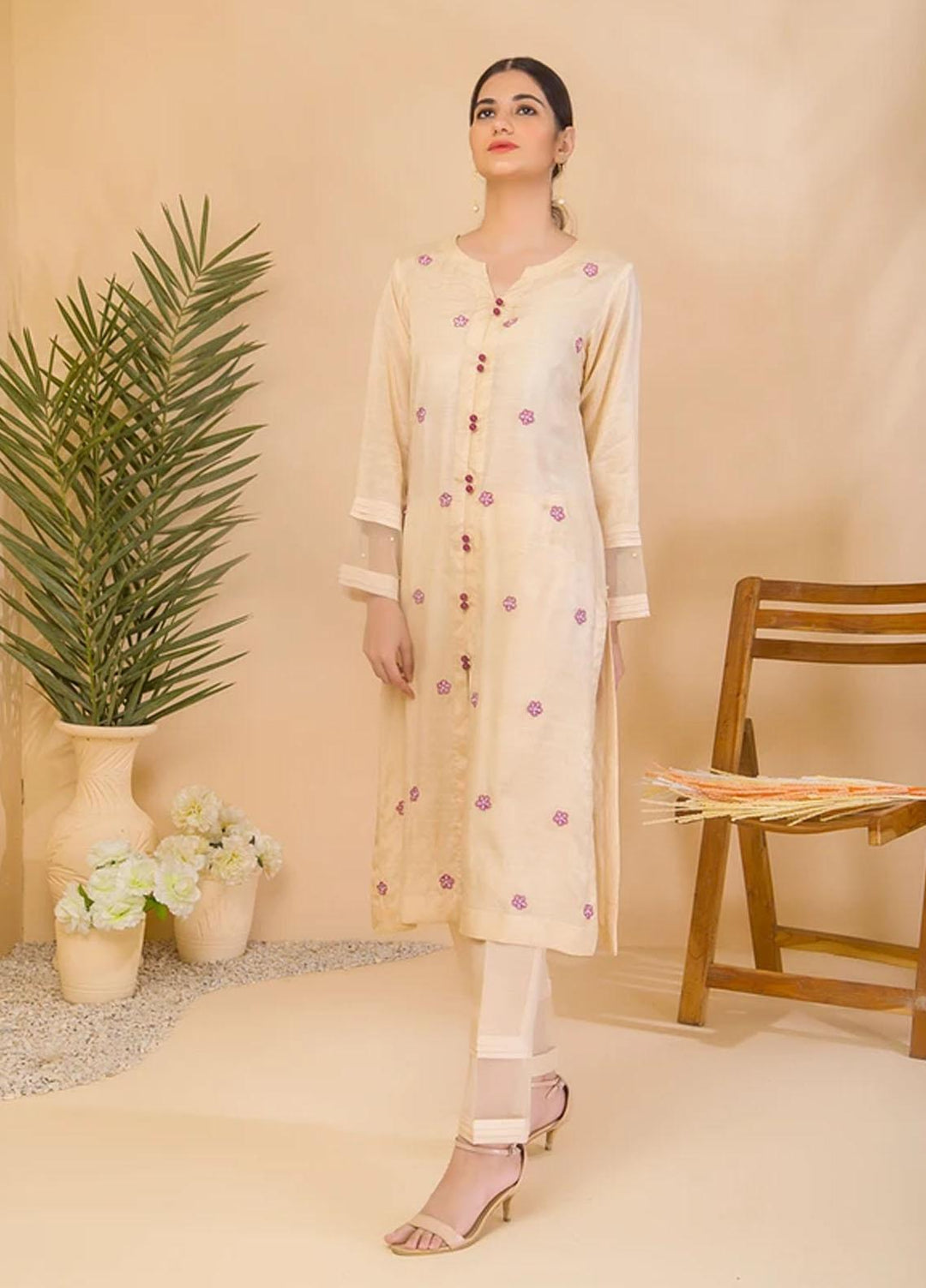 Aisha Fatema Casual Pret  Raw Silk 2 Piece Suit AF21C 2008 Mild Bisque