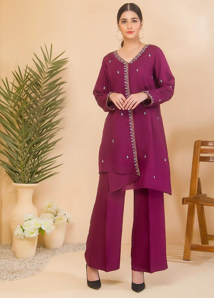 Aisha Fatema Casual Pret  Viscose Silk 2 Piece Suit AF21C 2005 Dark Scarlet