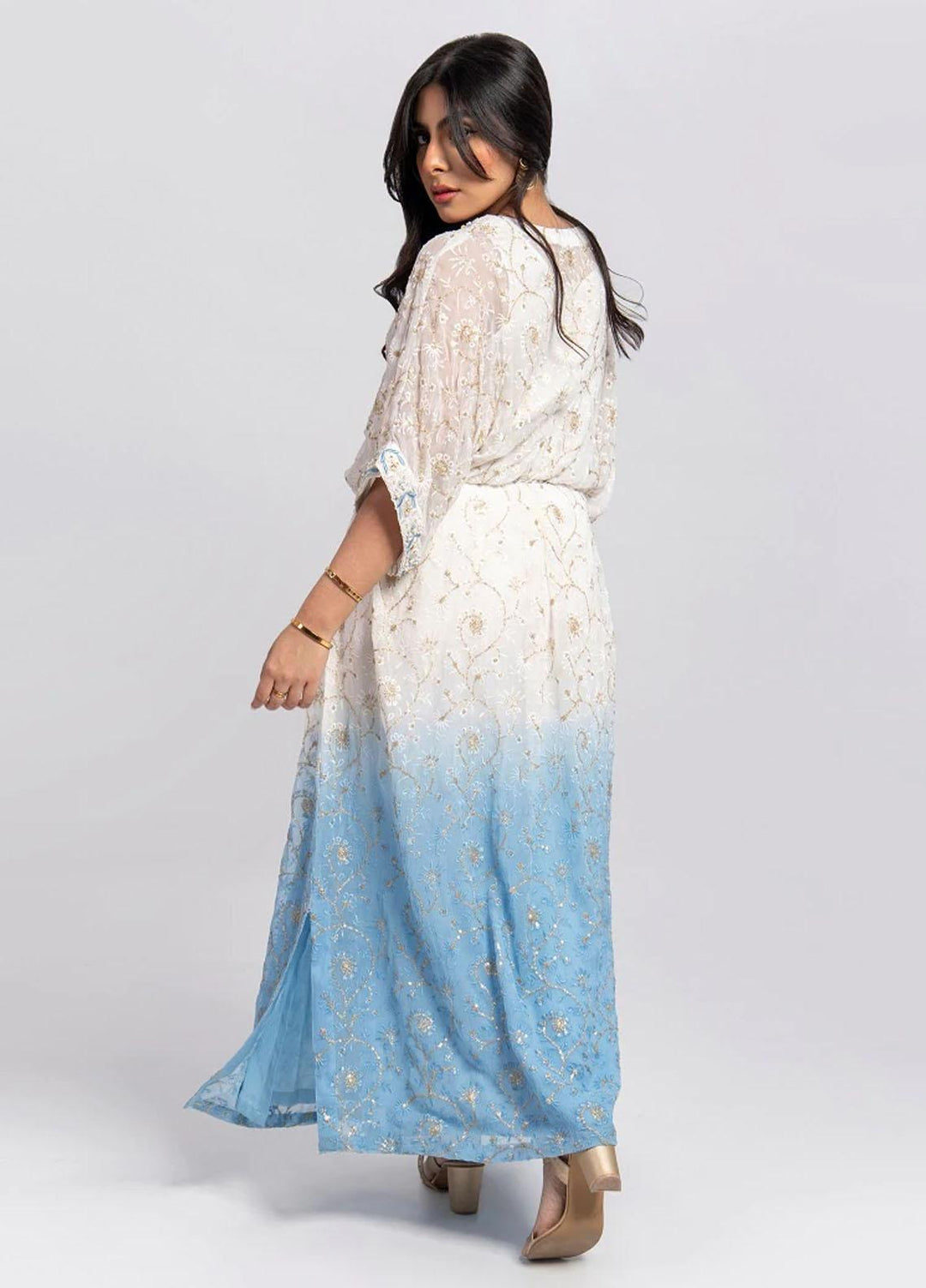 Aisha Fatema Luxury Pret  Chiffon 2 Piece Aqua Soiree