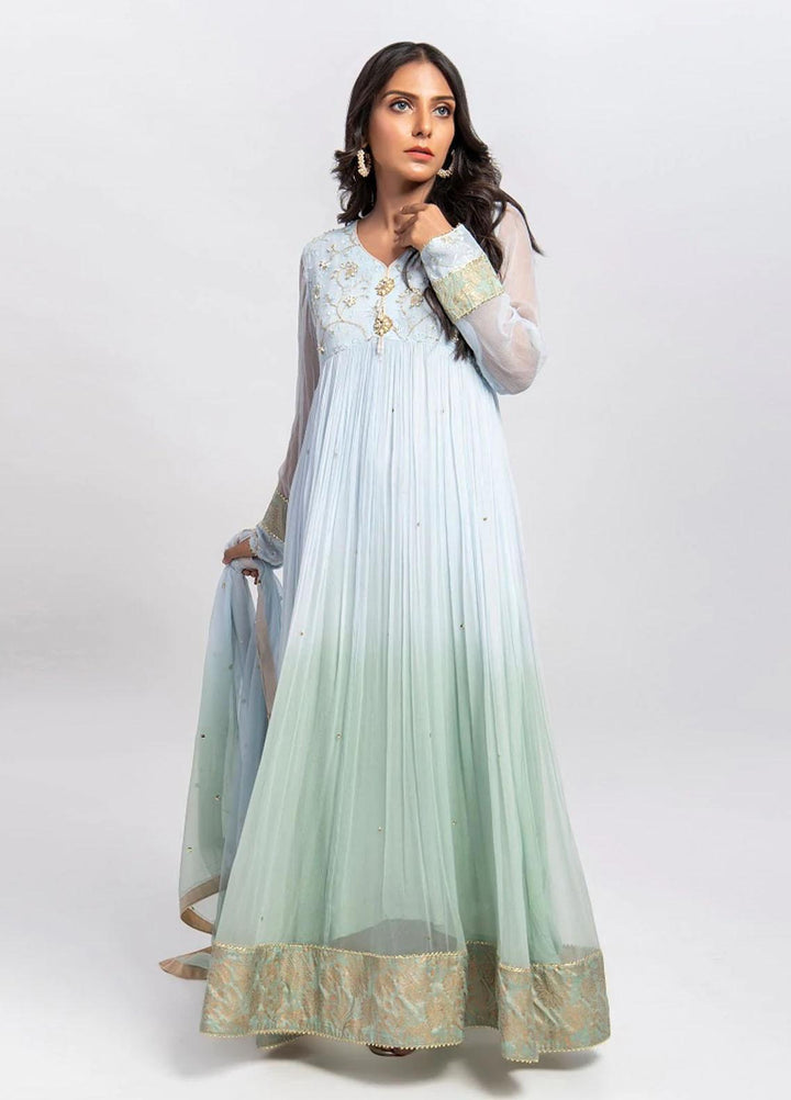 Aisha Fatema Luxury Pret  Chiffon 2 Piece Mint Ombre