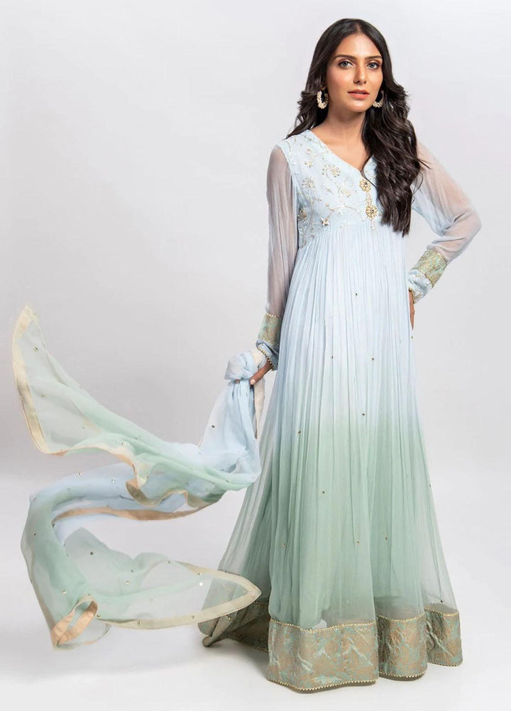 Aisha Fatema Luxury Pret  Chiffon 2 Piece Mint Ombre