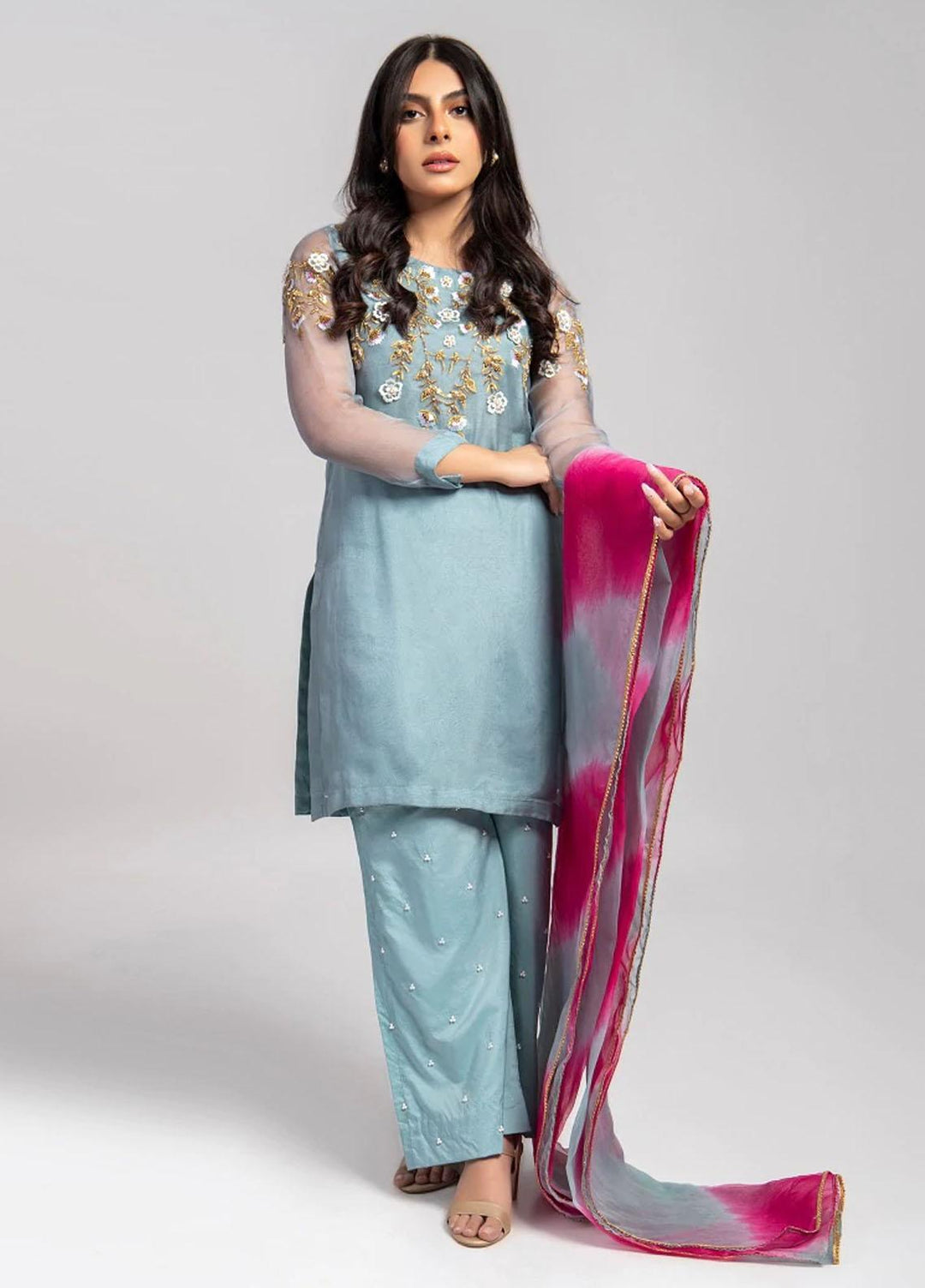Aisha Fatema Luxury Pret  Organza 2 Piece Whimsical Blush