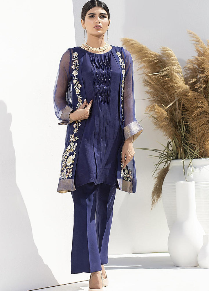 Aisha Fatema Luxury Pret Embroidered Organza 2 Piece Suit MIDNIGHT BLUE