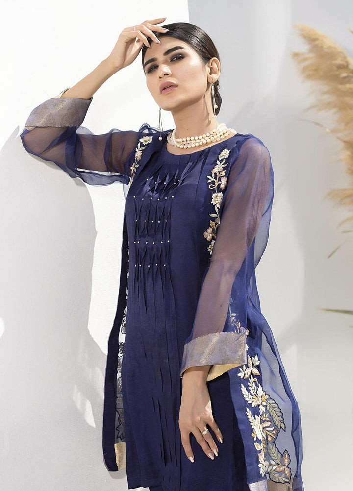 Aisha Fatema Luxury Pret Embroidered Organza 2 Piece Suit MIDNIGHT BLUE