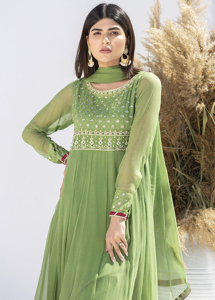 Aisha Fatema Luxury Pret Embroidered Chiffon 2 Piece Suit PEAR GREEN