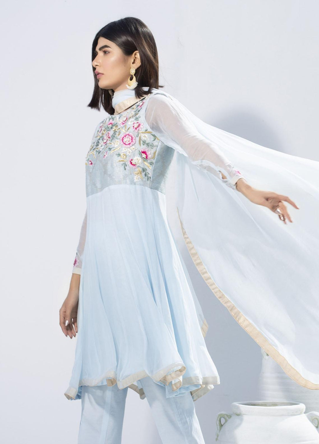 Aisha Fatema Luxury Pret Embroidered Missouri 2 Piece Suit PALE BLUE