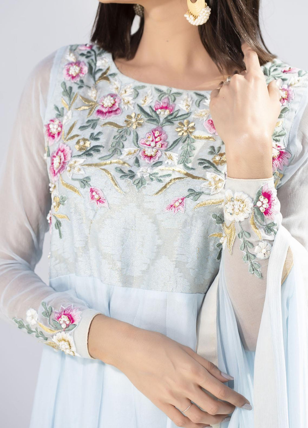 Aisha Fatema Luxury Pret Embroidered Missouri 2 Piece Suit PALE BLUE