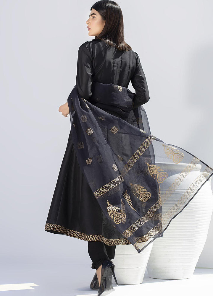 Aisha Fatema Luxury Pret Embroidered Silk 2 Piece Suit SLEEK BLACK