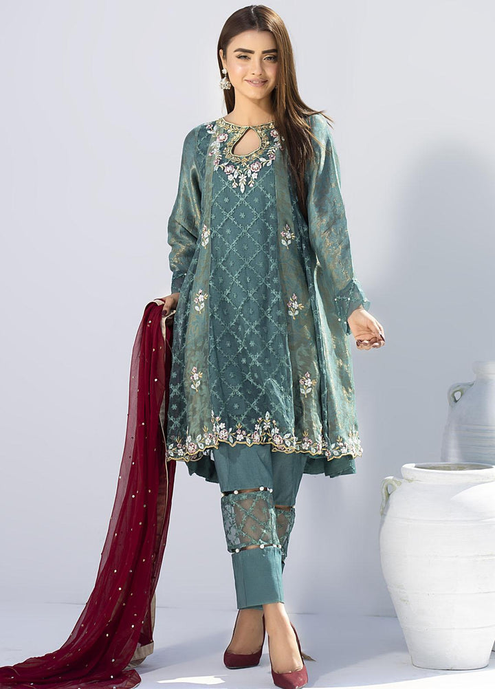 Aisha Fatema Luxury Pret Embroidered Organza 2 Piece Suit FOREST GREEN