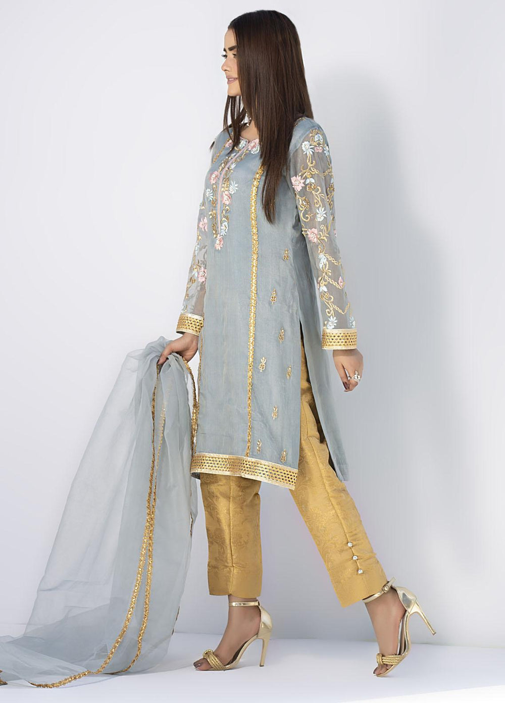 Aisha Fatema Luxury Pret Embroidered Missouri 2 Piece Suit SOMBRE GREY