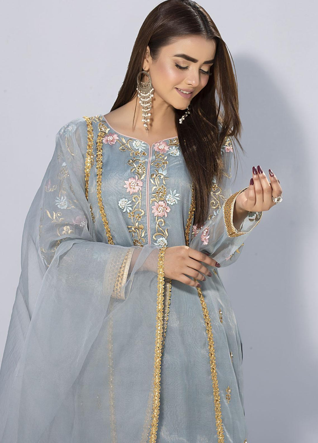 Aisha Fatema Luxury Pret Embroidered Missouri 2 Piece Suit SOMBRE GREY