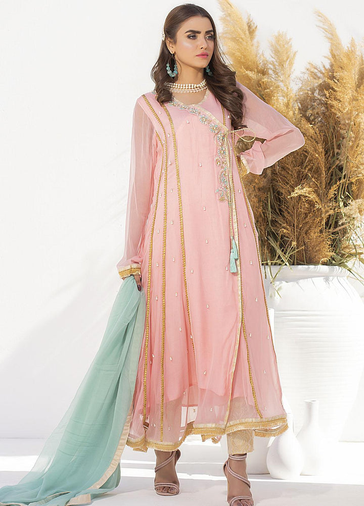 Aisha Fatema Luxury Pret Embroidered Chiffon 2 Piece Suit PALE ROSE ANGRAKHA
