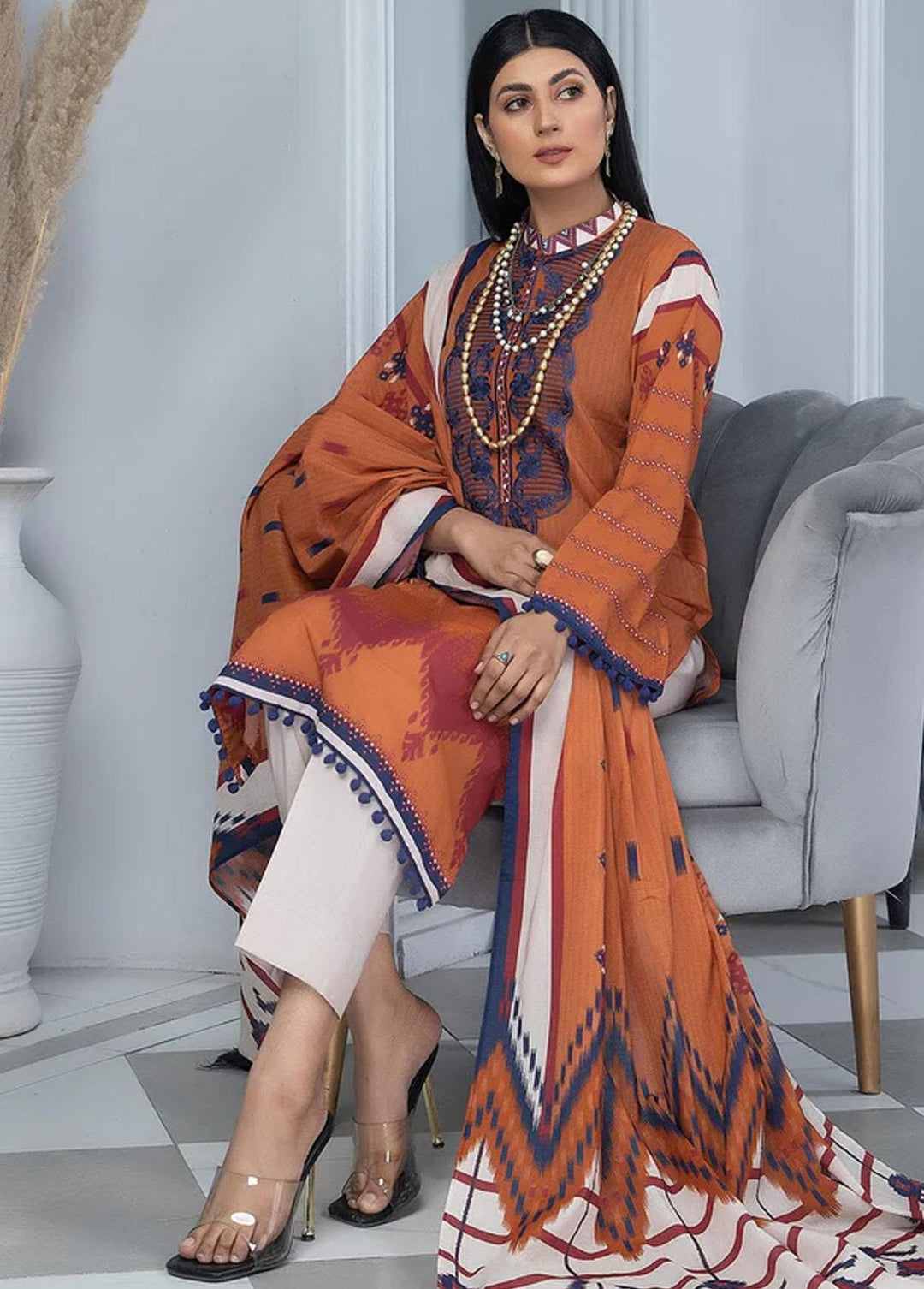 Aizal By Khas Embroidered Lawn Suits Unstitched 3 Piece KHS23AL KL-1693 - Summer Collection