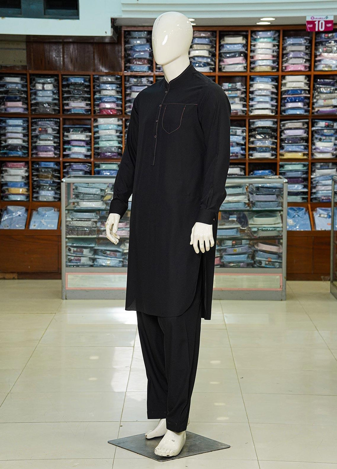 Aizaz Zafar Wash N Wear Formal Kameez Shalwar for Men -  D-685 Black-1